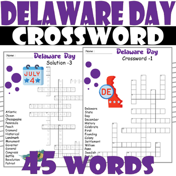 Delaware Day Crossword Puzzle All About Delaware Day Crossword Activities
