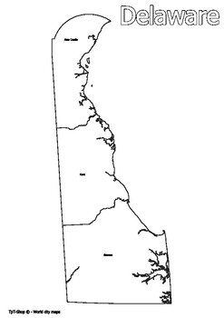 Preview of Delaware State Map with Counties Coloring and Learning