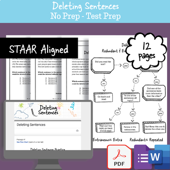 Preview of Deleting Sentences: No Prep Test Prep ELA Grammar Revising & Editing