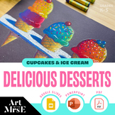 Delicious Desserts Oil Pastel Art Lesson || Cupcakes + Ice