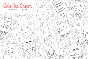 Preview of Delicious Sweet Ice Cream Flavor Dessert Cartoon Coloring for Kids and Adult