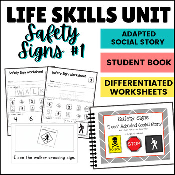 Preview of Delightful Life Skills: Safety Signs #1 Unit - Community Signs Special Education