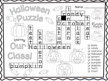 Delightfully Fun Halloween Crossword Puzzle -- Featuring YOUR Students ...