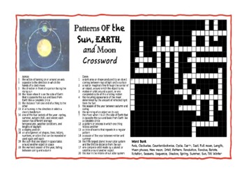 Deluxe Patterns of the Sun Earth and Moon Crossword Puzzle with