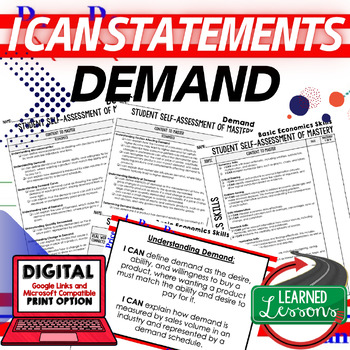 Preview of Demand I Can Statements & Posters Self-Assessment Economics
