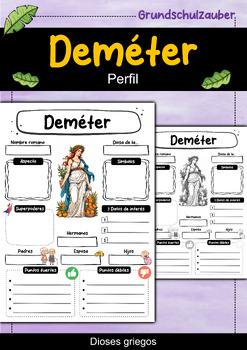 Preview of Deméter perfil - Dioses griegos (Español)