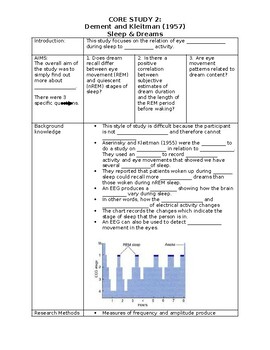 Dement And Kleitman Notes (to Go With Ppt) By Angel Stacy 