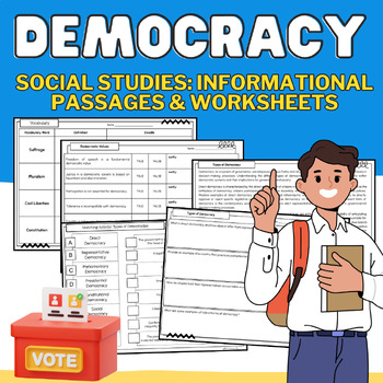 Preview of Democracy & Types of Democracy Packet: Informational Passages & Worksheets