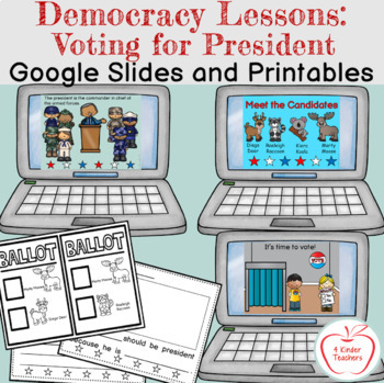 Preview of Democracy for Kids: Voting for President/Google Slides, Lesson Plans, Printables