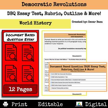 Preview of Democratic Revolutions: (DQB) Essay Test, Rubrics, Outline & More!
