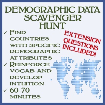 Preview of Demographic Data Scavenger Hunt (Demographics, Development, UN, Data)