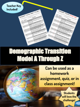 Preview of Demographic Transition Model A Through Z Worksheet
