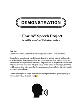 Preview of Demonstration How to Speech Project Outline