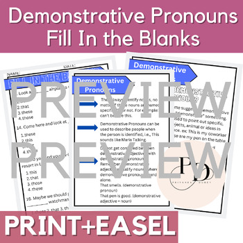 Preview of Demonstrative Pronouns 50 Fill In the Blanks -Grades 4-5-6 - Practice and Review