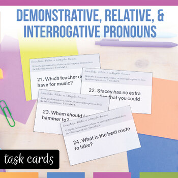 Preview of Demonstrative, Relative, and Interrogative Pronouns Task Cards