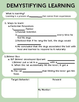 Preview of Demystifying Learning Worksheet