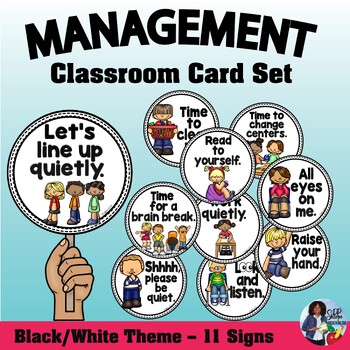 Classroom Management Signs Set {Black White Theme} by DP Sharpe Resources