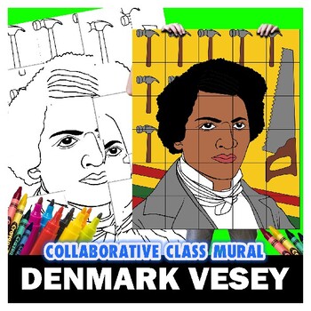 Preview of Denmark Vesey Black History Art Class Group Mural Coloring Project Lesson