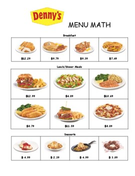 Menu store for denny's