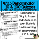 Denominators of 10 & 100 Quizzes