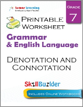 Preview of Denotation and Connotation Printable Worksheet, Grade 7