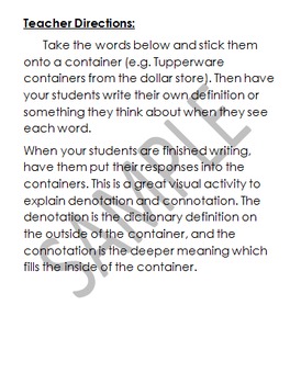 Preview of Denotation and Connotation Visual Activity