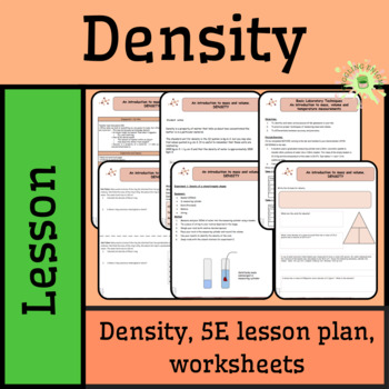 Preview of Density, 5E lesson plan, worksheets