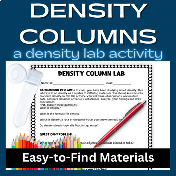 Preview of Density Activity Lab: calculating and comparing densities of liquids and solids