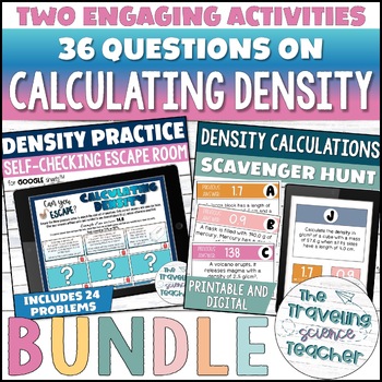 Preview of Density Calculations Activities BUNDLE / Mass, Volume, or Density Problems