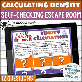 Preview of Density Calculations Digital Escape Room Activity for Halloween Science