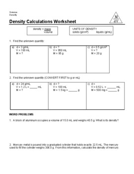 density homework worksheet answers