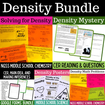 Preview of Density Practice Problems Poster and CER Bundle for Middle School Science