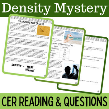 Preview of Density Claim Evidence and Reasoning CER Practice