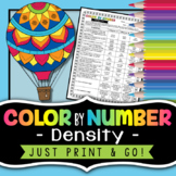 Density Color by Number - Science Color By Number Activity