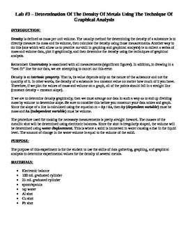 Preview of Density - Graphing Lab