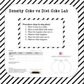 Preview of Density Guided Lab Coke vs Diet Coke NGSS Aligned: MS-PS4-1