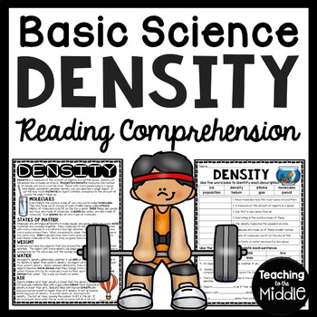 Preview of Density Informational Text Reading Comprehension Worksheet Basic Science