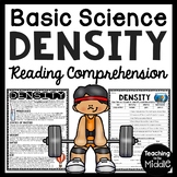 Density Informational Text Reading Comprehension Worksheet