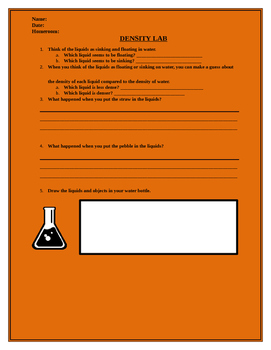 Preview of Density Lab Sheet