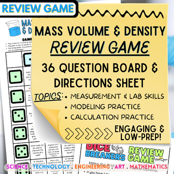 Preview of Density = Mass ÷ Volume  Discussion & Drawing Review Game Dicebreakers Grid