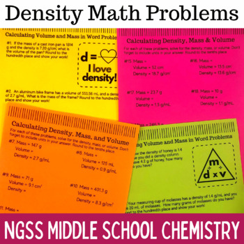 Preview of Density Practice Problems NGSS Middle School Chemistry