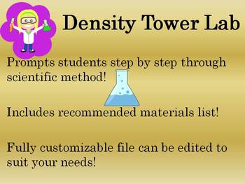 Preview of Density Tower Lab! Includes Before AND During/After Scientific Method Lab Sheets