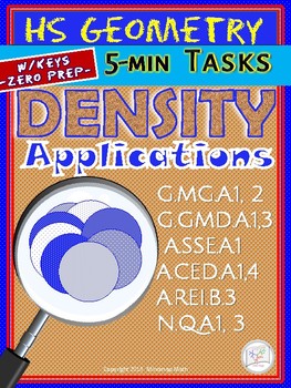 Preview of Density, Volume Applications /Real Life Word Problems (HS Geometry Tasks Un.32)