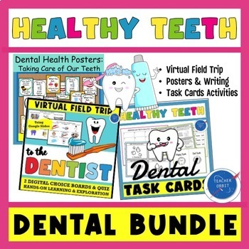 Preview of Dental Health Bundle Virtual Field Trip to Dentist & Healthy Teeth Poster Set