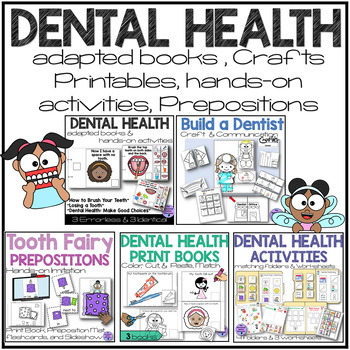 Preview of Dental Health Activities Craft, Adapted Books, Folders BUNDLE Special Ed Speech