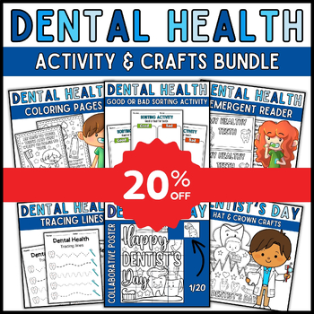 Preview of Dental Health Activity Bundle: Coloring Pages, Reading Comprehension, and More!