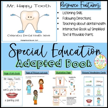 Preview of Dental Health Adapted Book Flashcards Game Picture Vocabulary Cards Science
