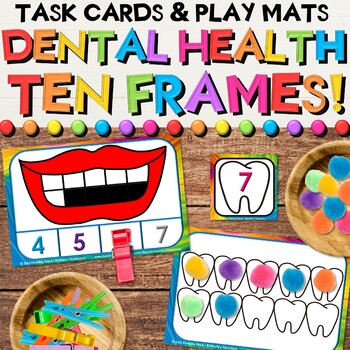 Preview of Dental Health Building & Counting Ten Frames Activities with Math Number Cards