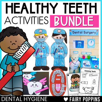Preview of Dental Health Month Activities BUNDLE | Worksheets, Crafts, Dramatic Play