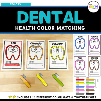 Preview of Dental Health Color Matching Activity Mats for Preschool and Kindergarten